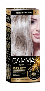 Стойкая крем-краска для волос GAMMA тон 9.1 Пепельный Блонд