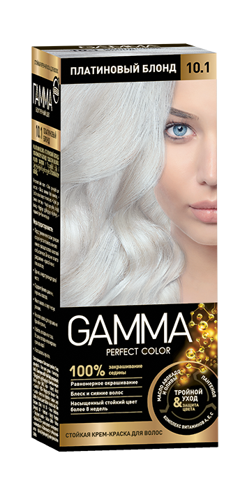 Стойкая крем-краска для волос GAMMA тон 10.1 Платиновый Блондин