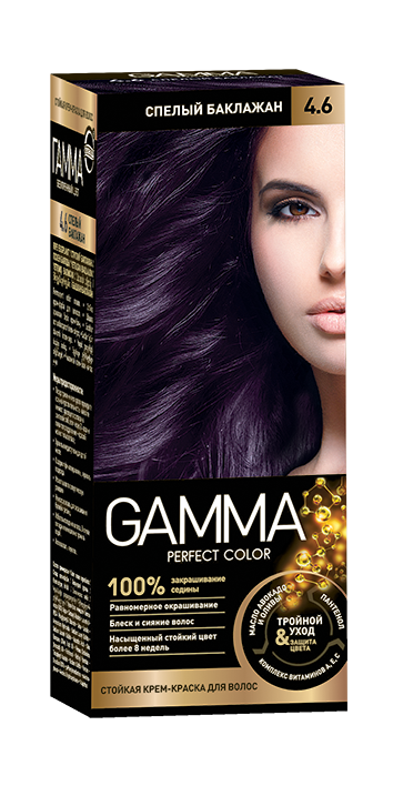 Стойкая крем-краска для волос GAMMA тон 4.6 Спелый Баклажан