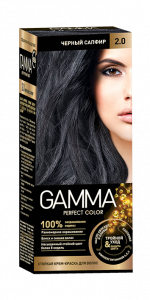 Стойкая рем-краска для волос GAMMA  тон 2.0 Черный Сапфир