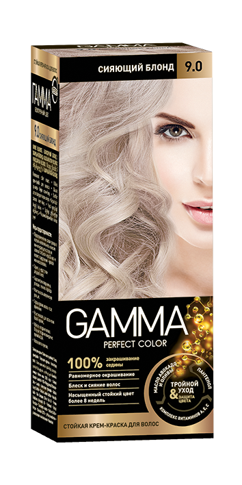 Стойкая крем-краска для волос GAMMA  тон 9.0 Сияющий Блонд