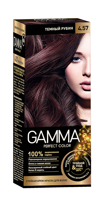 Стойкая крем-краска для волос GAMMA тон 4.57 Темный Рубин