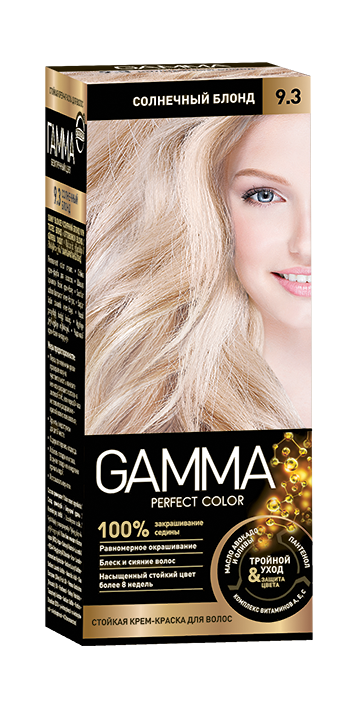 Стойкая крем-краска для волос GAMMA тон 9.3 Солнечный Блонд