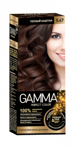 Стойкая крем-краска для волос GAMMA  тон 5.47 Теплый Каштан