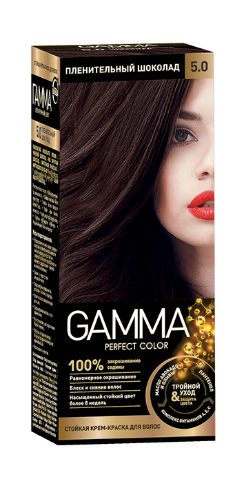 Стойкая крем-краска для волос GAMMA тон 5.0 Пленительный Шоколад