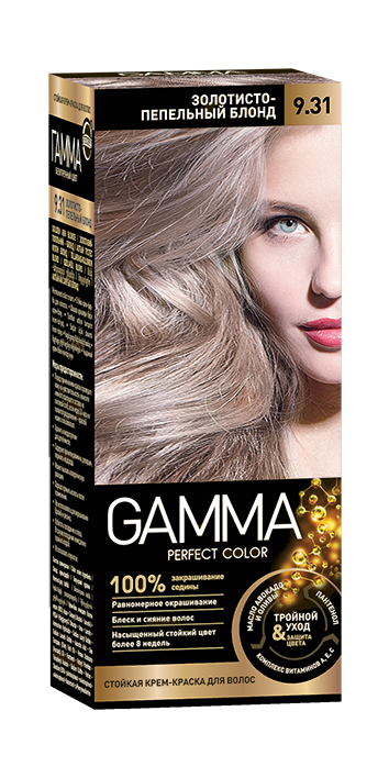 Стойкая крем-краска для волос GAMMA тон 9.31 Золотисто-пепельный блонд