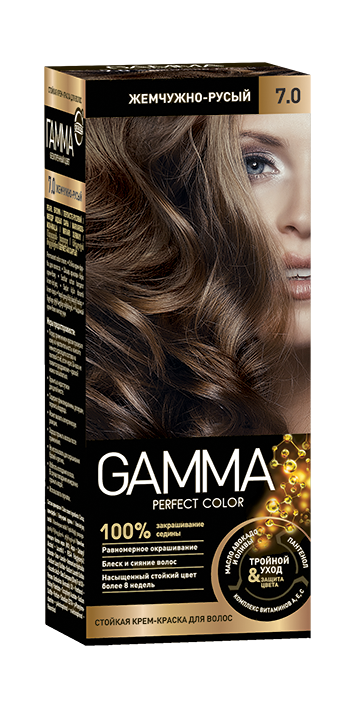 Стойкая крем-краска для волос GAMMA  тон 7.0 Жемчужно-русый