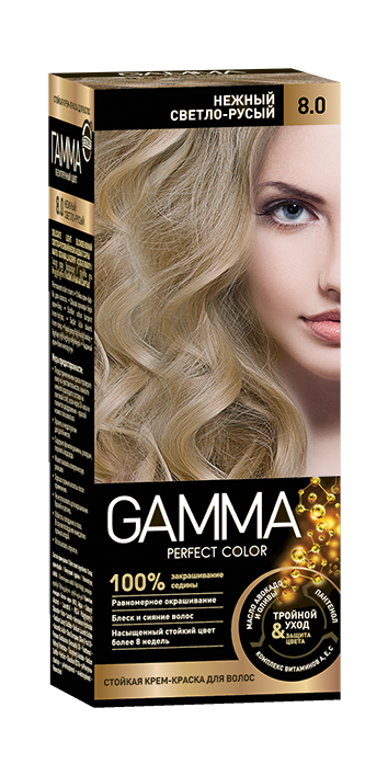 Стойкая крем-краска для волос GAMMA  тон 8.0 Нежный Светло-Русый