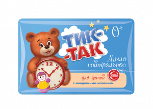 Нейтральное  мыло для детей "ТИК-ТАК" с миндальным молочком 0+ гипоаллергенно