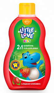 Детский шампунь + гель для душа 2 в 1 Little love сладкая клубника