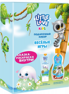 Подарочный набор LITTLE LOVE "Веселые игры" (шамп.-гель д/душа+молочко для дет.кожи+сказка-раскр.)